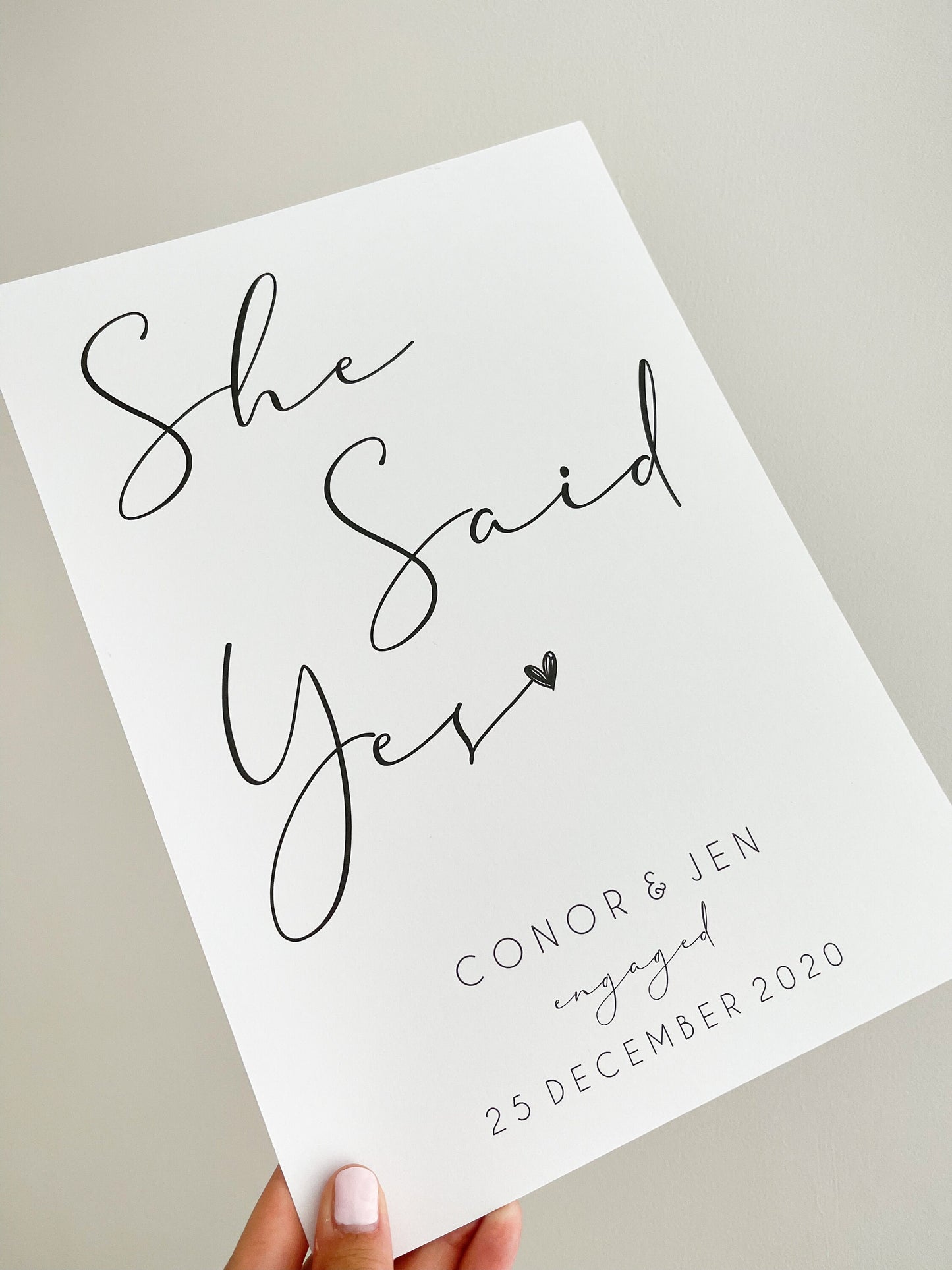 She Said Yes Print | Personalised Engagement Gift