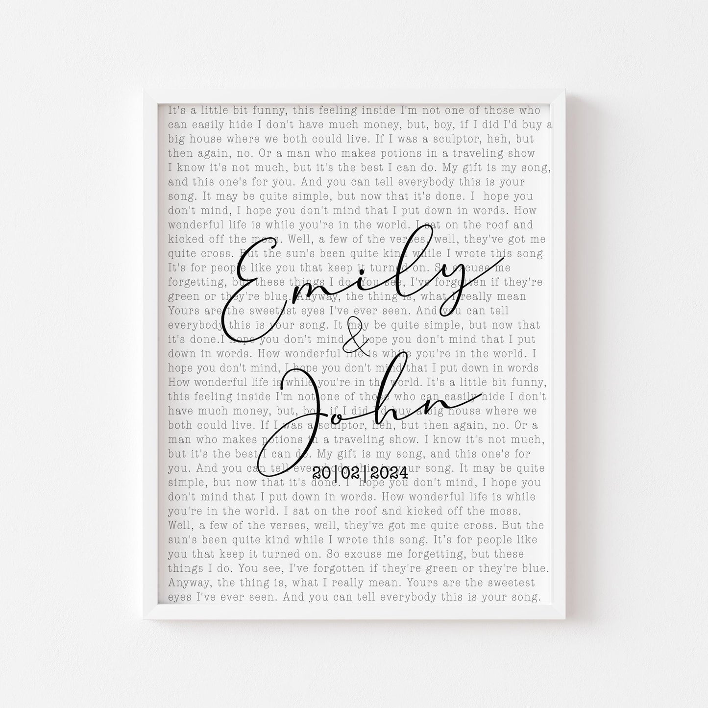 Personalised Wedding Song Print