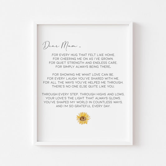 Mum Poem | Thoughtful Gift for Mums