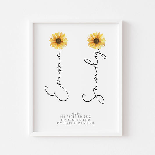 Personalised Mother's Day Gift | Sunflower Print for Mum