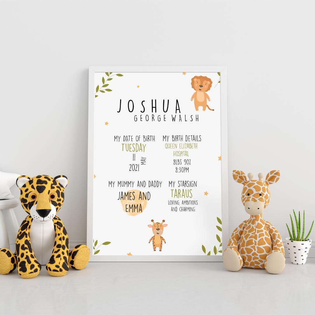 'Welcome to the World' New Baby Print | Jungle Theme